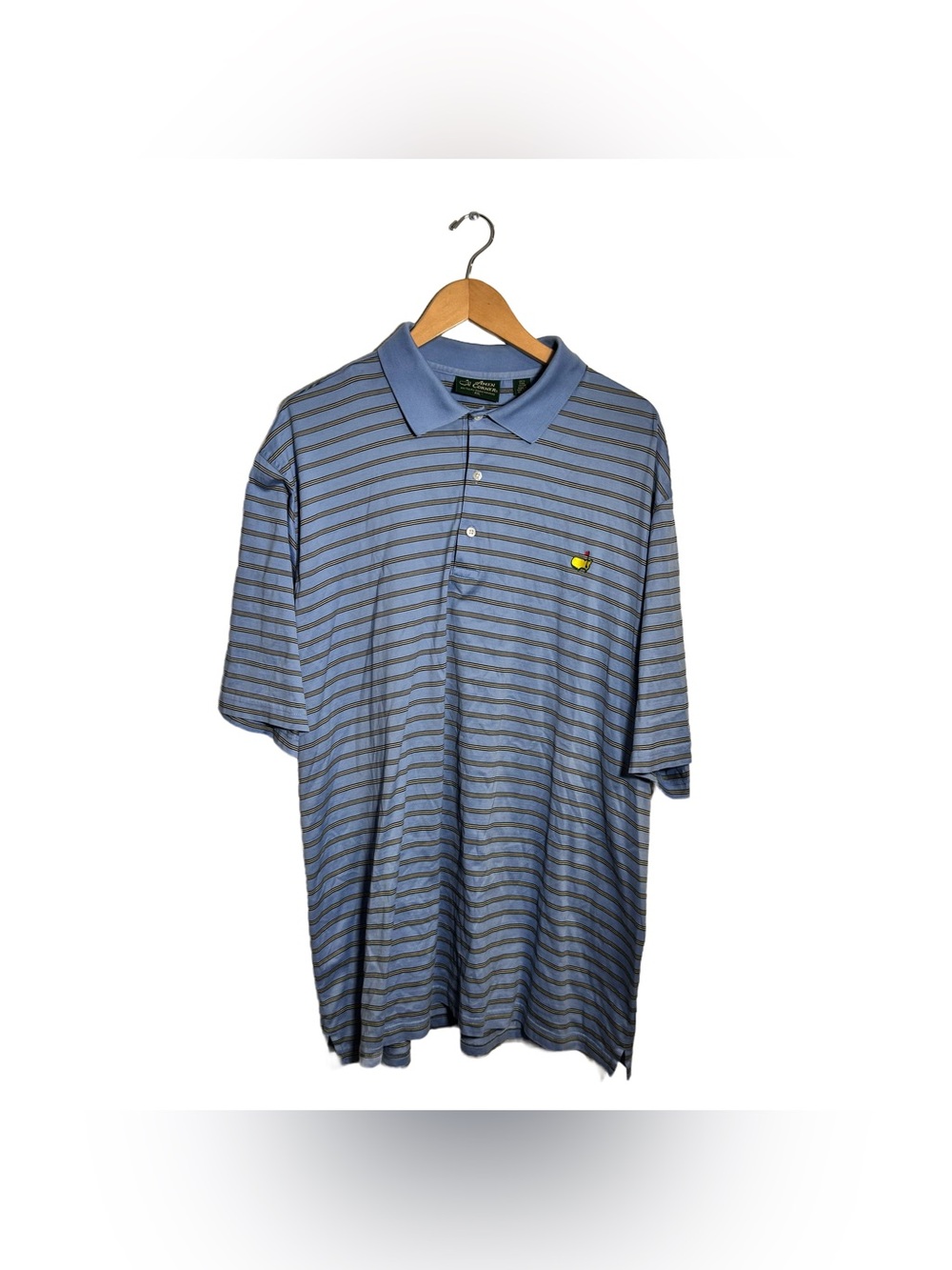 Amen Corner Masters Polo Men's XXL Shirt Blue Stripe 100% Pima Cotton Golf Polo - Picture 2 of 7